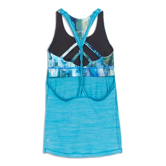 Lululemon Twist and Toil tank Size 6 Heathered Teal Blue / Sun Dazed Multi Blue - Picture 3 of 7